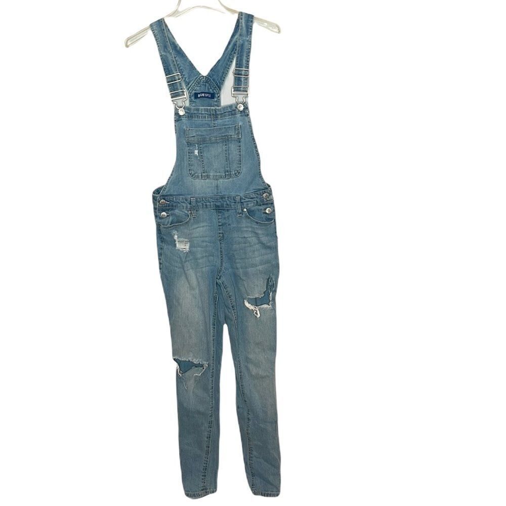 Blue Spice Light Wash Distressed Overalls. Size 5.